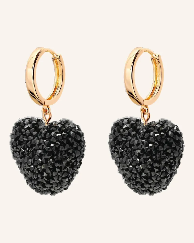 CRYSTAL HAZE Creolen JELLY HEART PENDANT HOOPS MIDNIGHT by GLAMBOU Gold