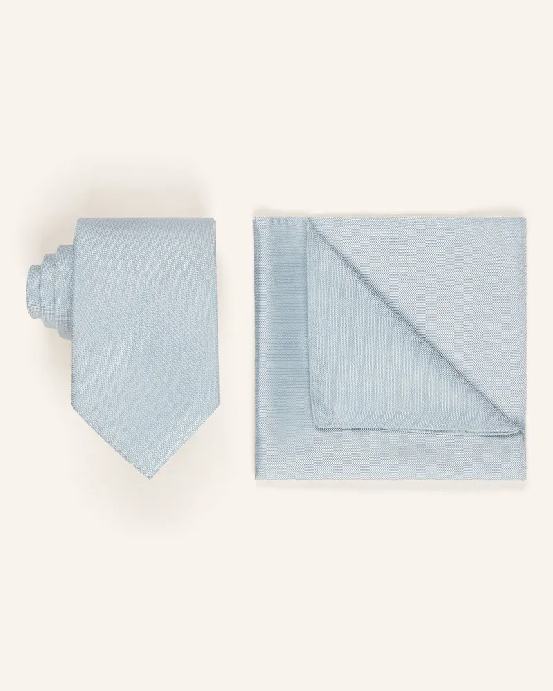 paul Set: Krawatte Und Einstecktuch blau Türkis