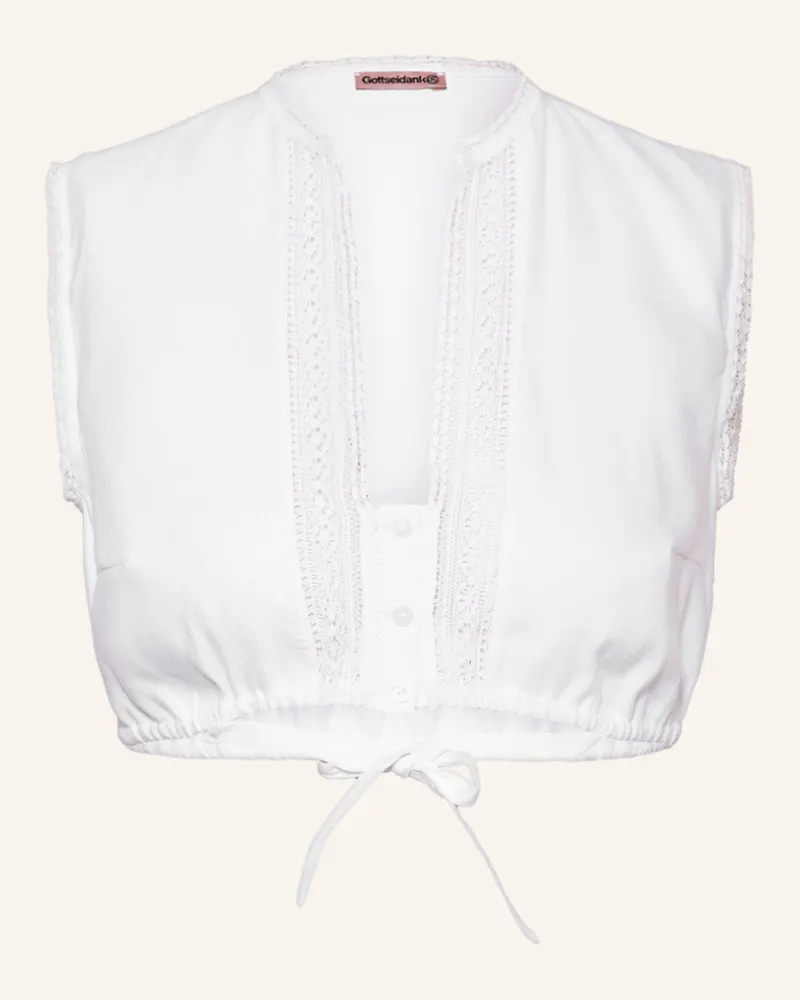 Gottseidank Dirndlbluse Romy Mit Leinen weiss Weiss