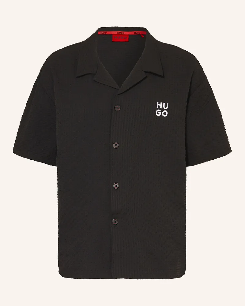 HUGO BOSS Resorthemd CHAFFLE Comfort Fit Schwarz