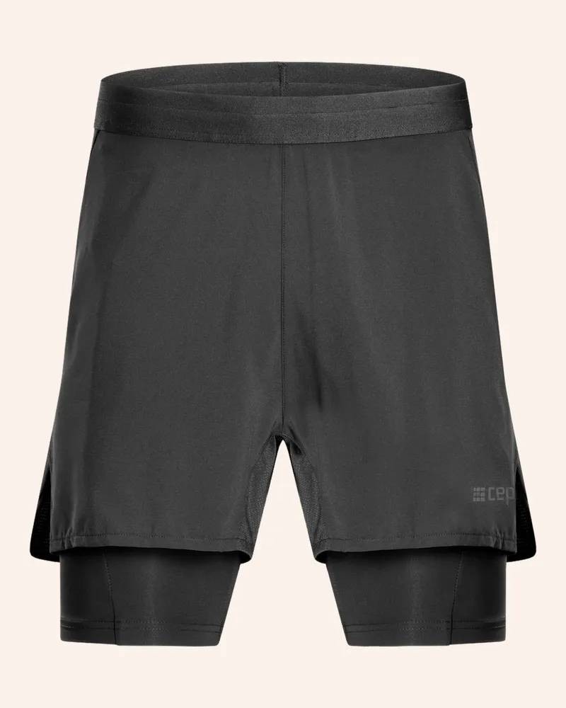 CEP 2-in-1 Laufshorts THE RUN mit Kompression Schwarz