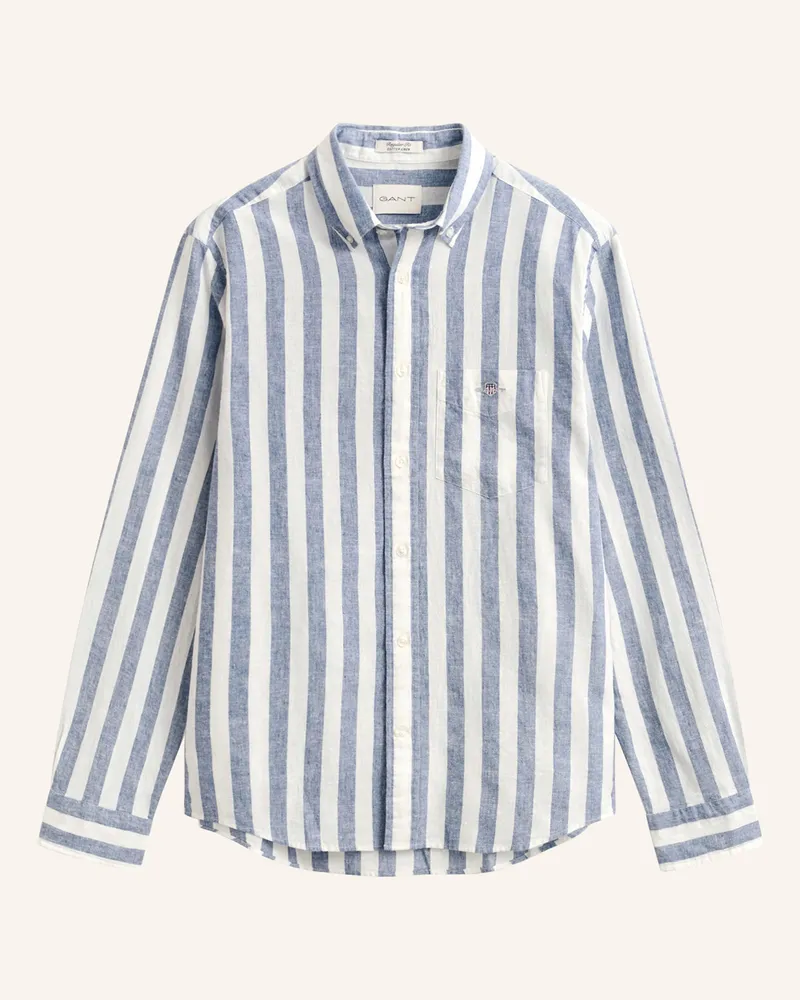 Gant Hemd Regular Fit Mit Leinen blau Blau
