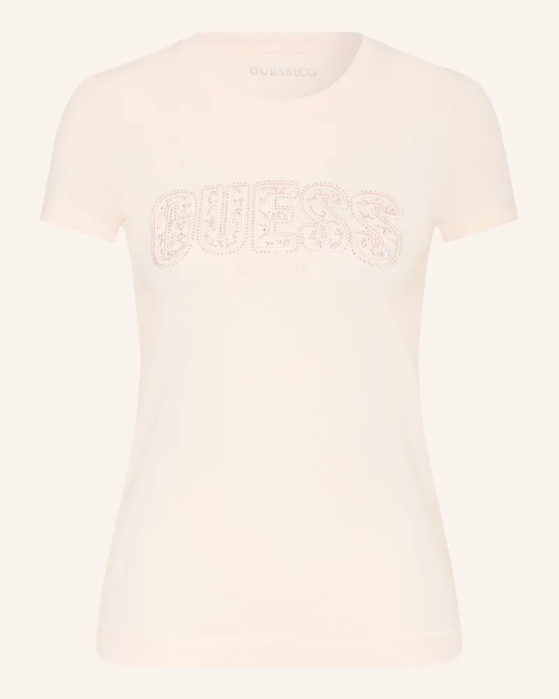 Guess T-Shirt Mit Schmucksteinen orange Hellorange