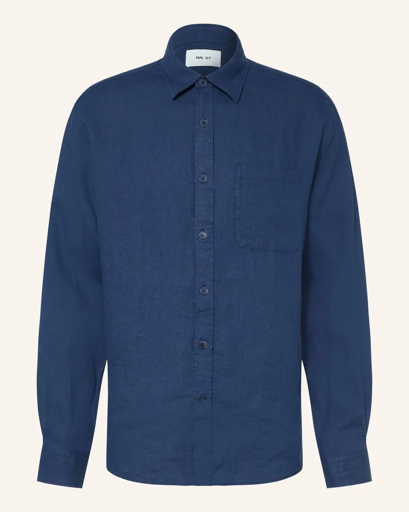NN 07 Leinenhemd Dino Comfort Fit blau Dunkelblau
