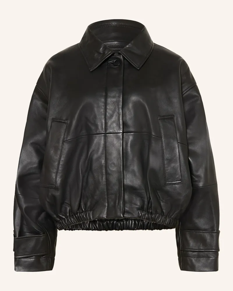 Róhe Lederblouson schwarz Schwarz