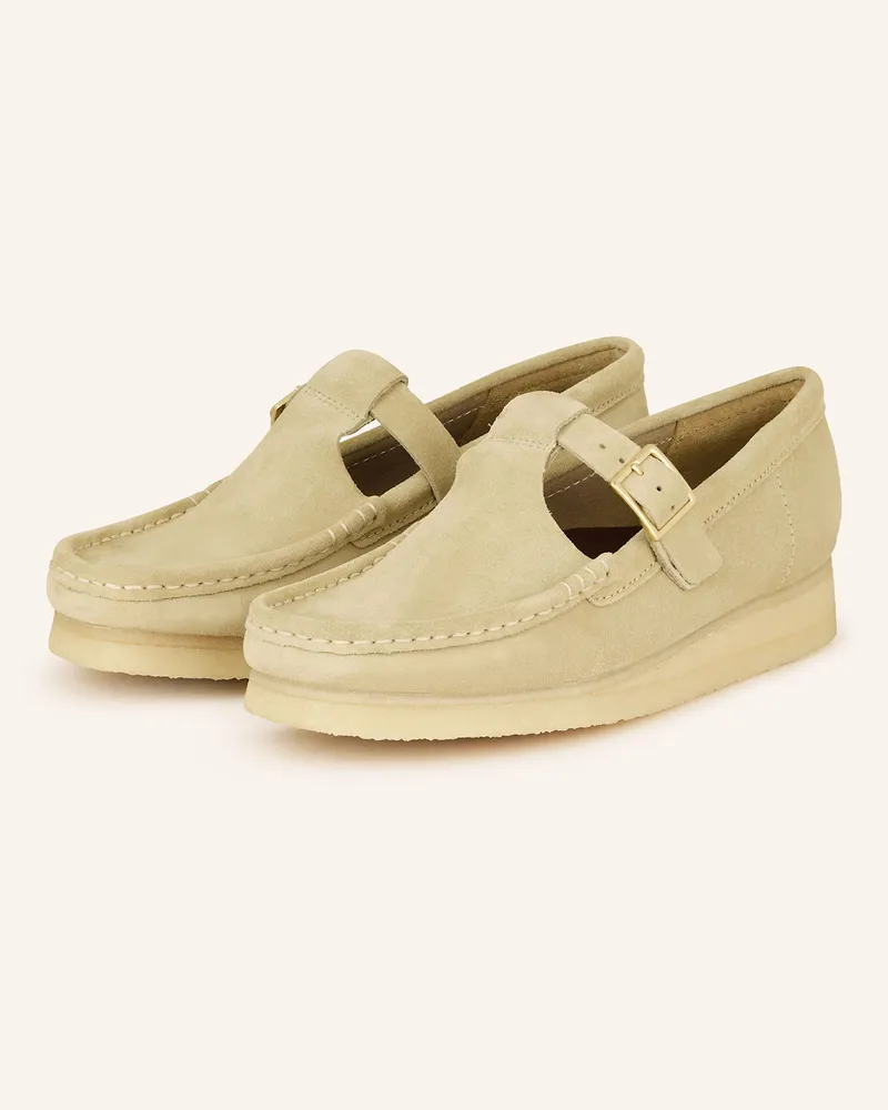 Clarks Mokassins WALLABEE T BAR Hellgrün