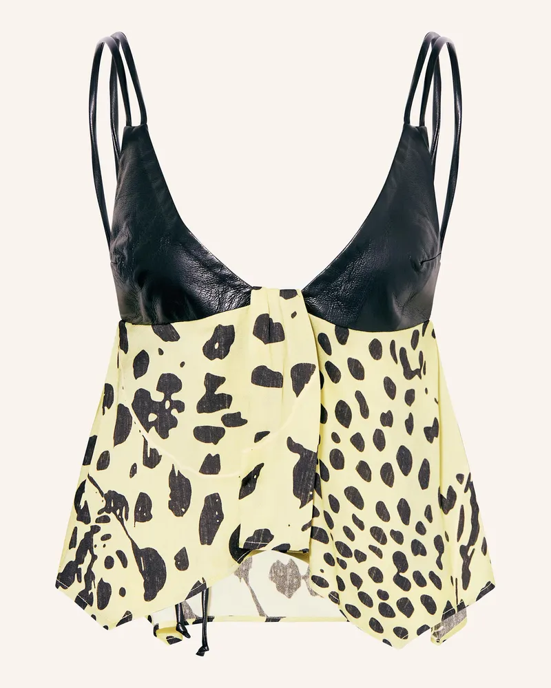 Nanushka Cropped-Top NYSSA im Materialmix Hellgelb