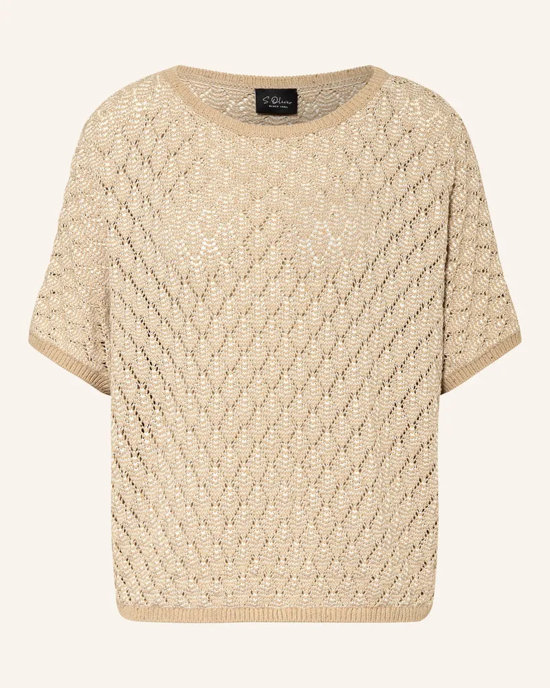 S.Oliver Strickshirt Mit Pailletten braun Hellbraun
