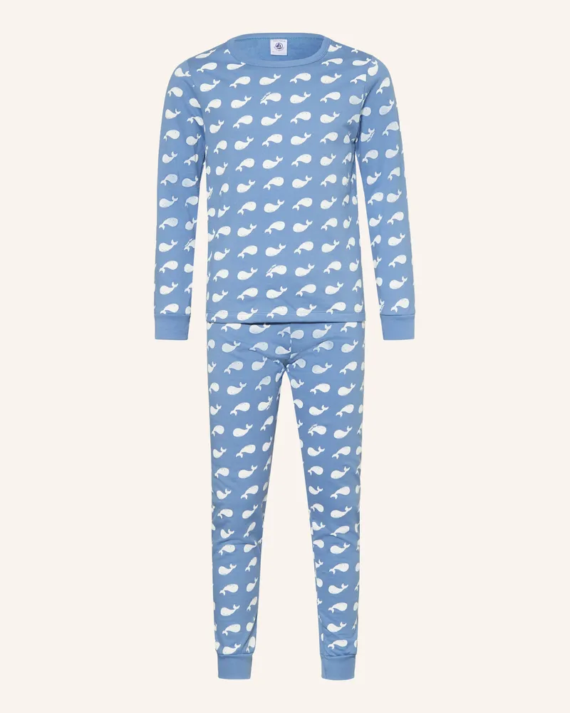Petit Bateau Schlafanzug blau Blaugrau