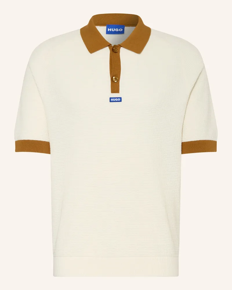 HUGO BOSS Strick-Poloshirt Siablo weiss Ecru