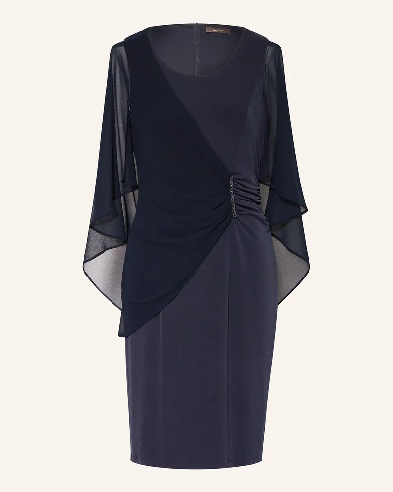 Vera Mont Cocktailkleid im Materialmix mit Schmucksteinen Dunkelblau