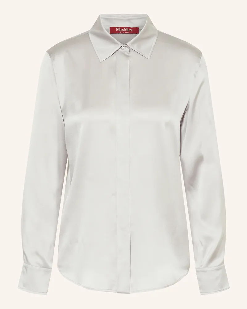 Max Mara Hemdbluse aus Seide mit Schmucksteinen Grau