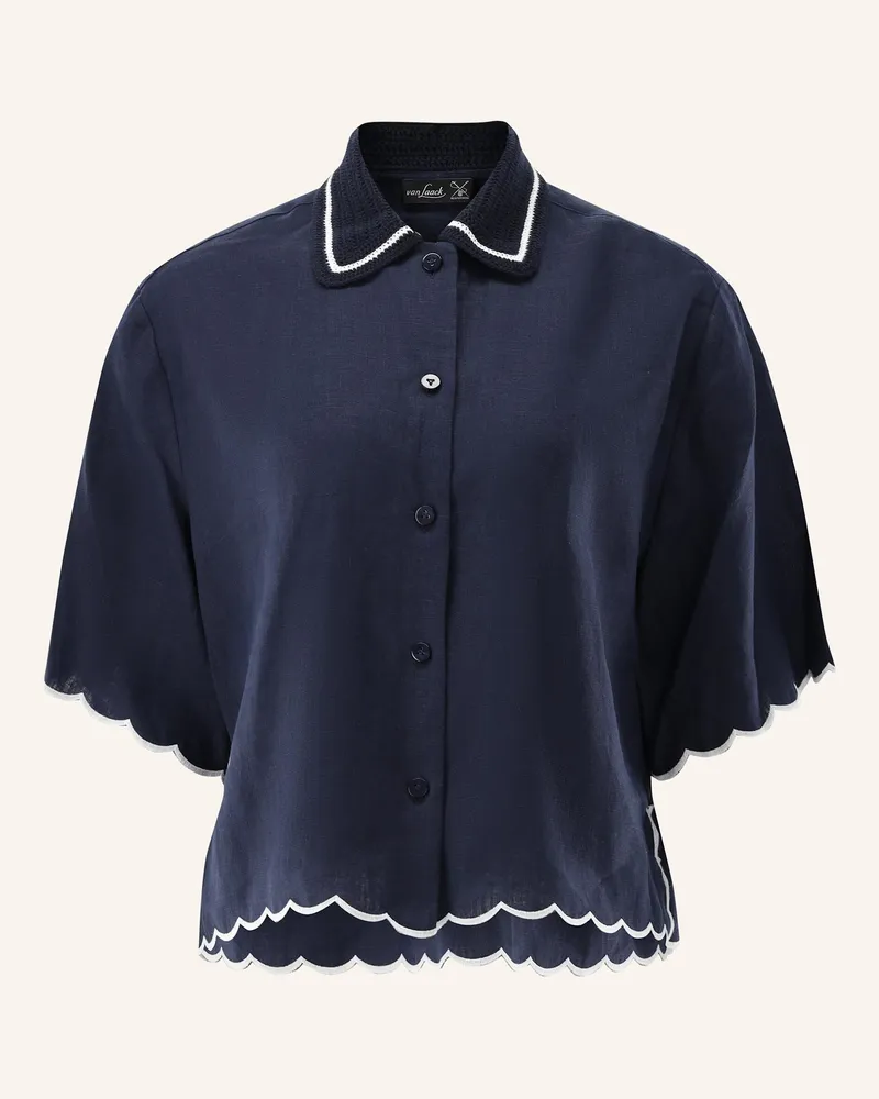 van Laack Bluse Modern Fit blau Dunkelblau