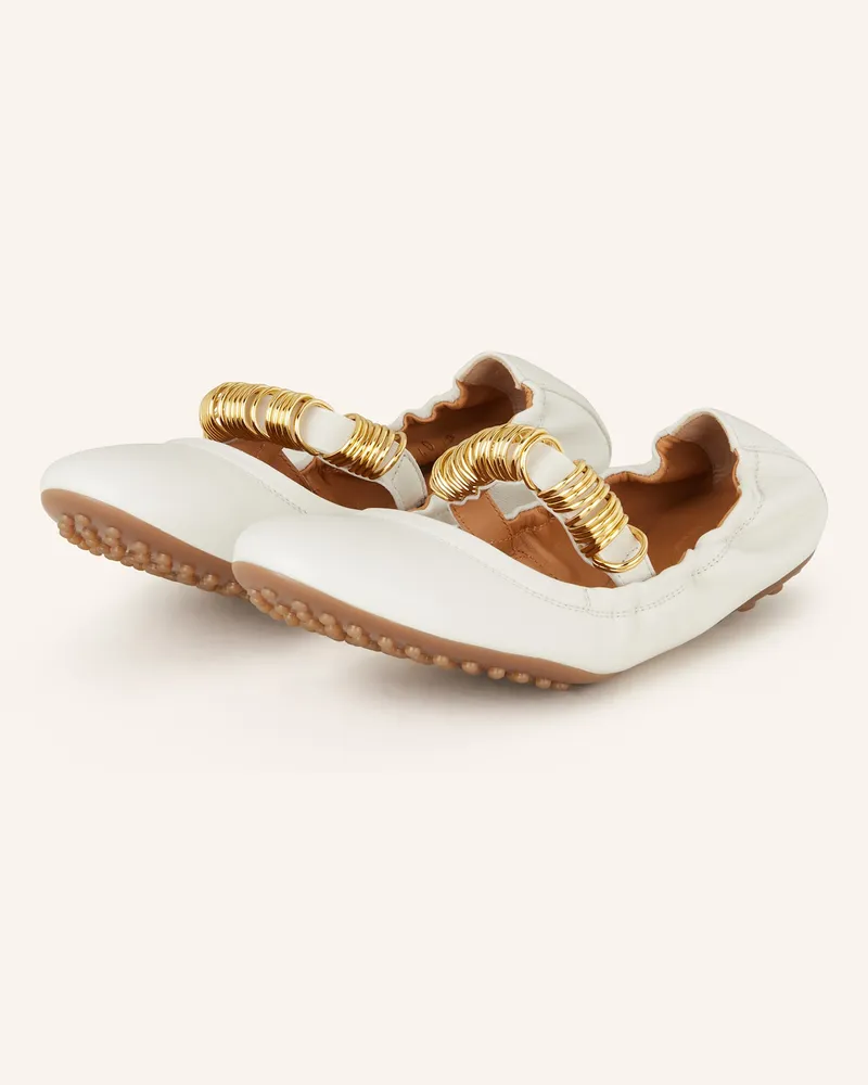 TOD'S Mary-Jane-Ballerinas Weiss