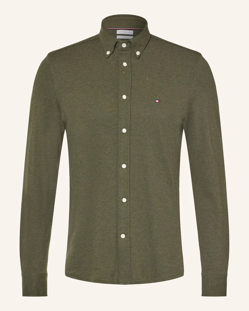 Tommy Hilfiger Piqué-Hemd Slim Ft gruen Dunkelgrün