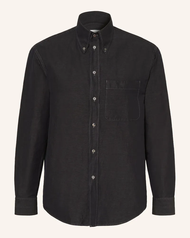 Christophe Lemaire Hemd Comfort Fit In Jeansoptik Mit Leinen grau Dunkelgrau