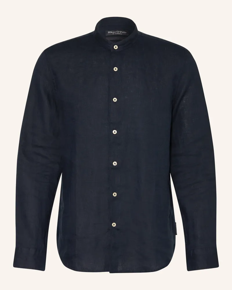 Marc O'Polo Leinenhemd Regular Fit Mit Stehkragen blau Dunkelblau