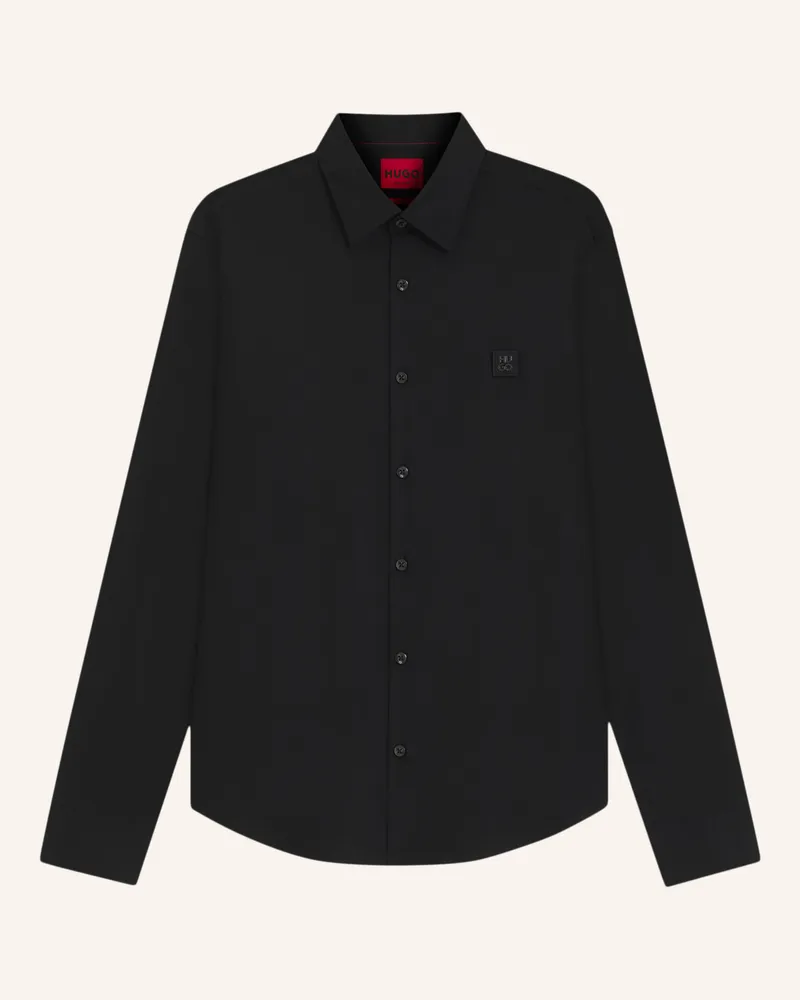 HUGO BOSS Business Hemd ERMO Slim Fit Schwarz