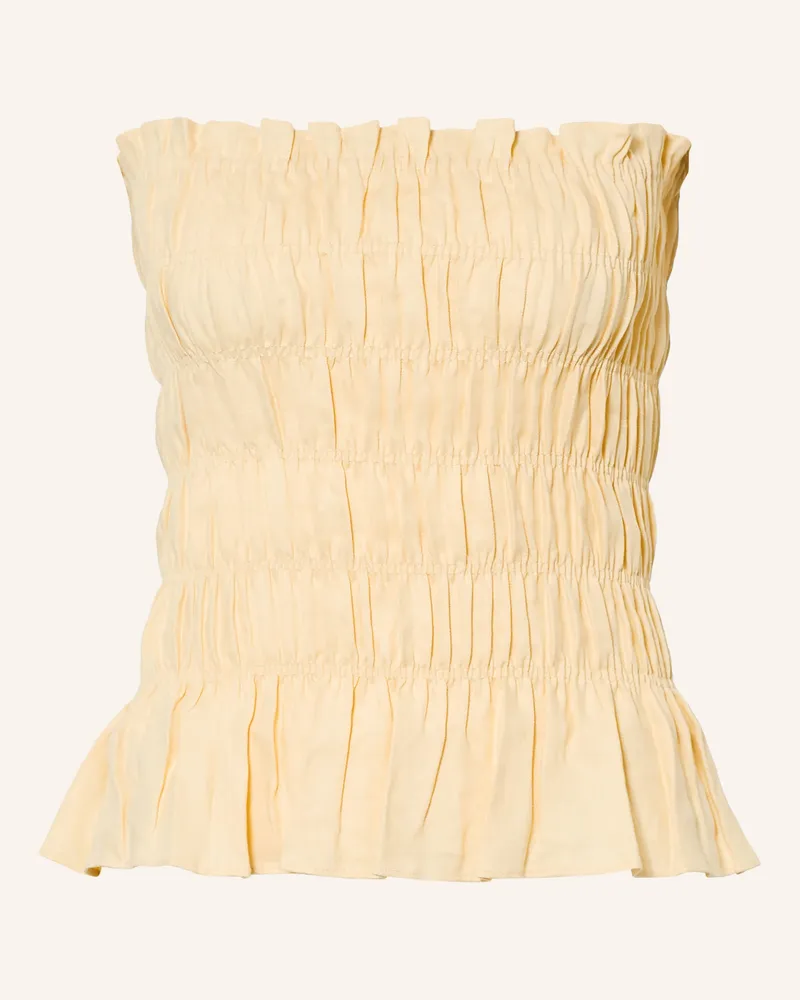 Faithfull The Brand Off-Shoulder-Top Tiera Aus Leinen gelb Hellgelb