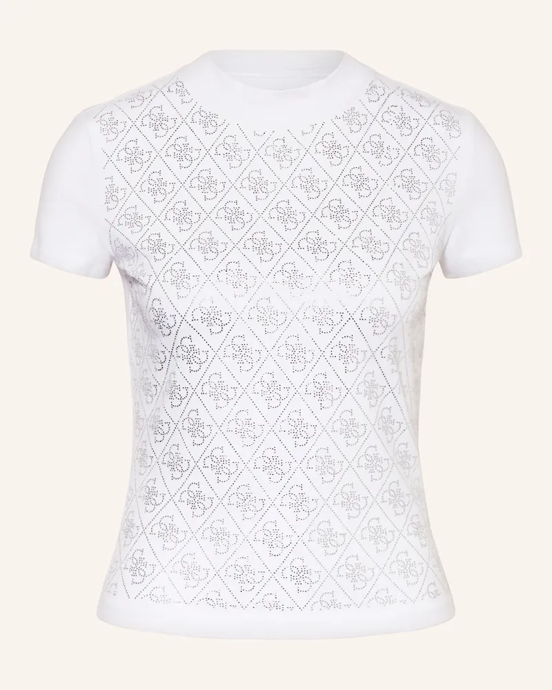 Guess T-Shirt Mit Schmucksteinen weiss Weiss