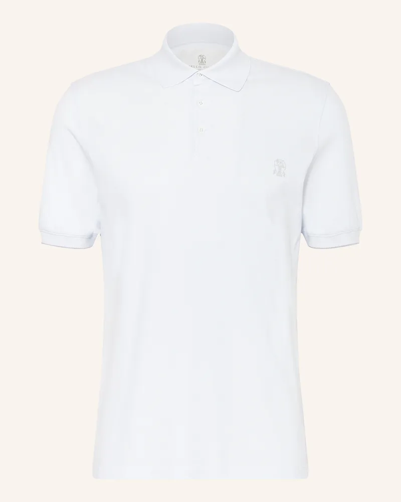 Brunello Cucinelli Piqué-Poloshirt Hellblau