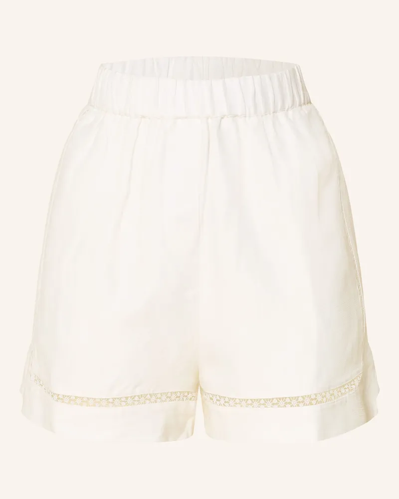 Maje Shorts Mit Leinen Und Spitze weiss Weiss