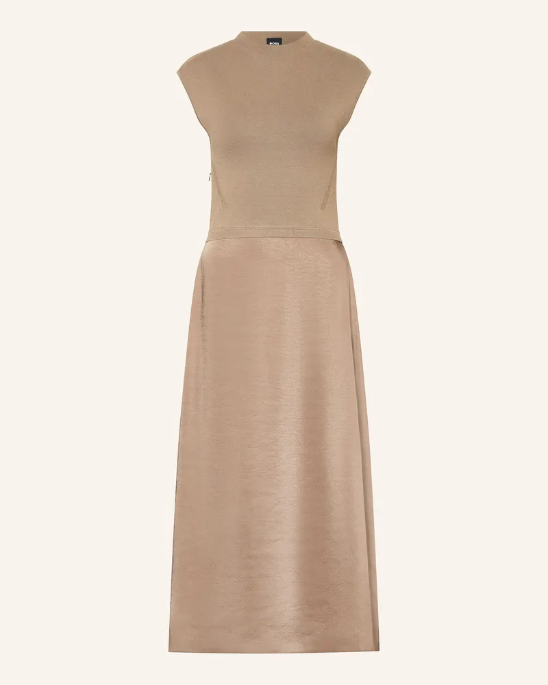 HUGO BOSS Kleid FERDOLINI im Materialmix Hellbraun