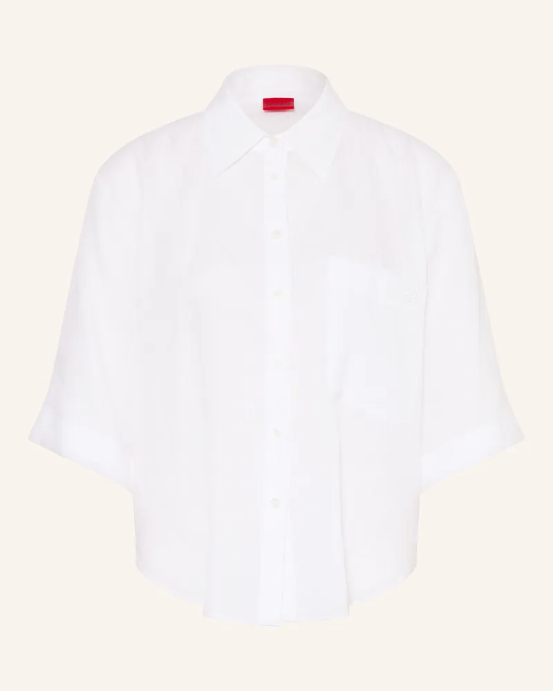HUGO BOSS Hemdbluse EVONA aus Leinen Weiss