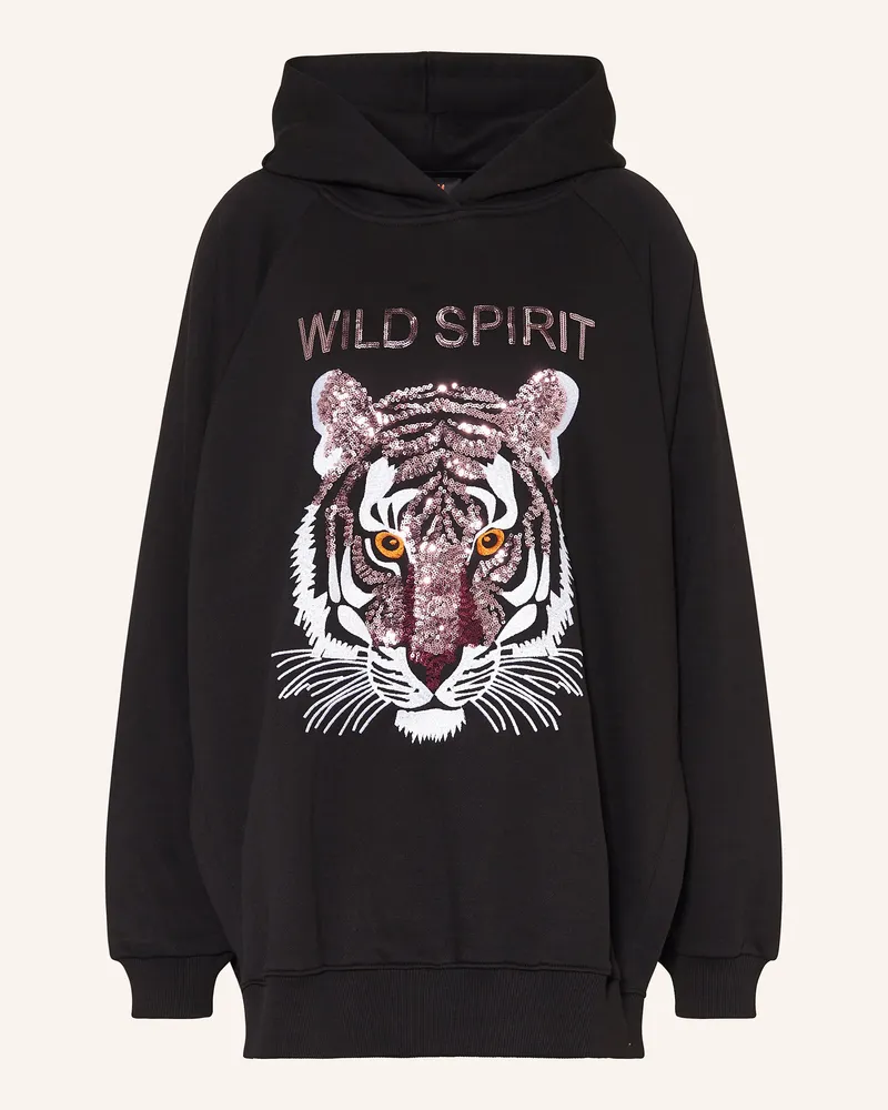 Miss Goodlife Hoodie mit Pailletten Schwarz