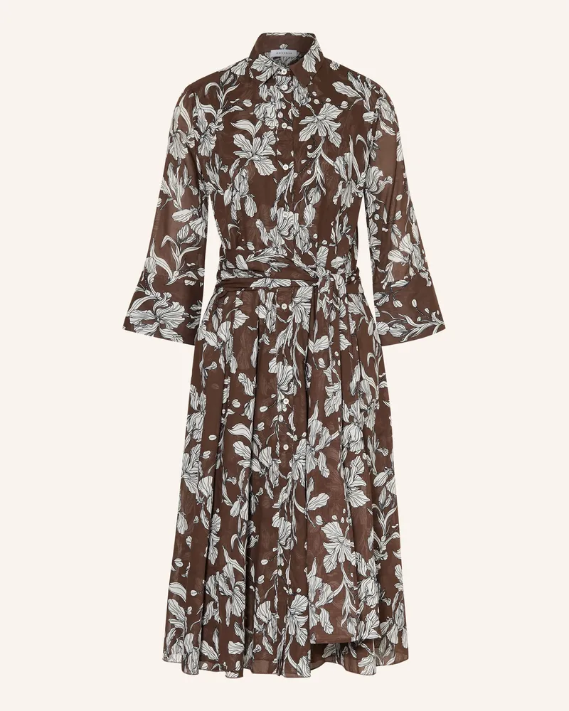 ROSSO35 Hemdblusenkleid Mit 3/4-Arm braun Dunkelbraun