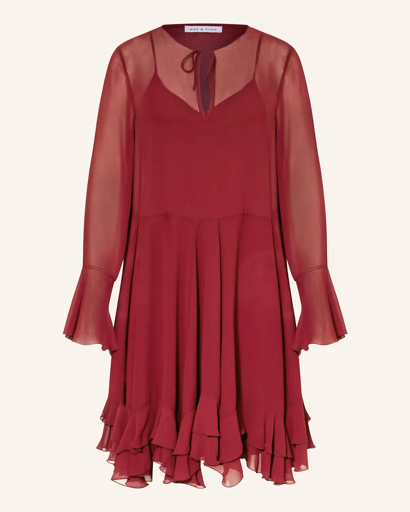 Mrs & HUGS Kleid mit Volants Dunkelrot