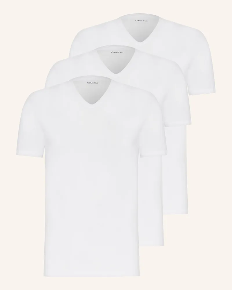 Calvin Klein 3er-Pack V-Shirts Cotton Stretch Blend weiss Weiss