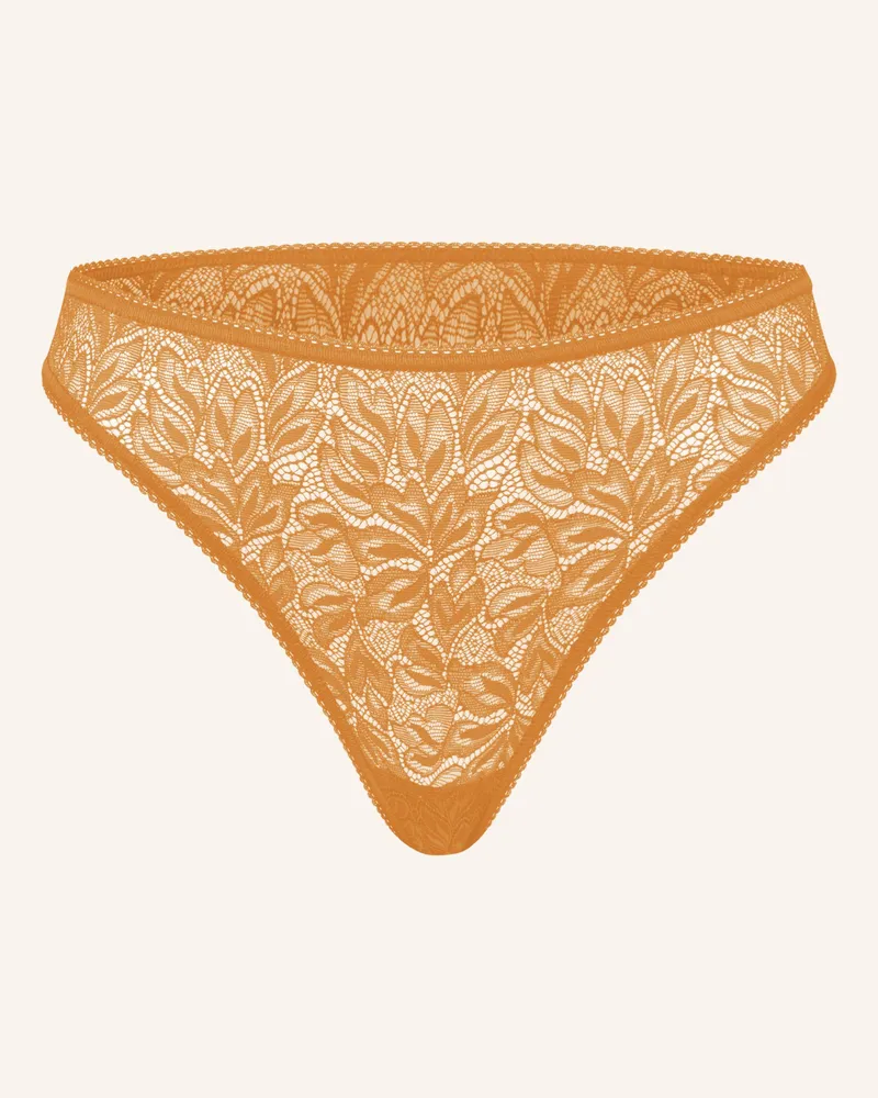 Ehrlich Textil Iconic Lace String Aus Spitze - Florales Motiv orange Gelb