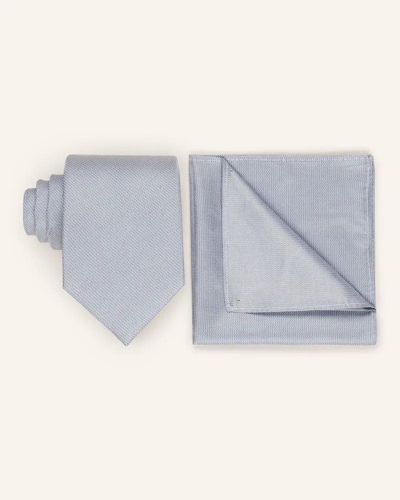 paul Set: Krawatte Und Einstecktuch blau Hellblau