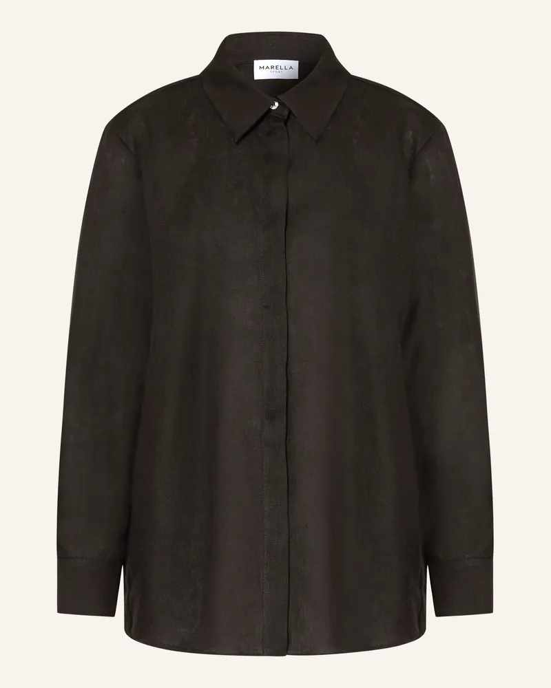 MARELLA Leinenbluse Mlseditore Mit Abnehmbarer Schluppe schwarz Schwarz