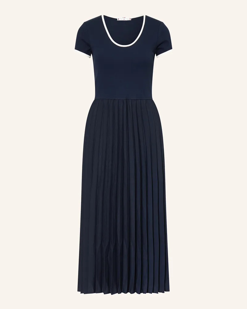 Tommy Hilfiger Kleid im Materialmix mit Plissees Dunkelblau