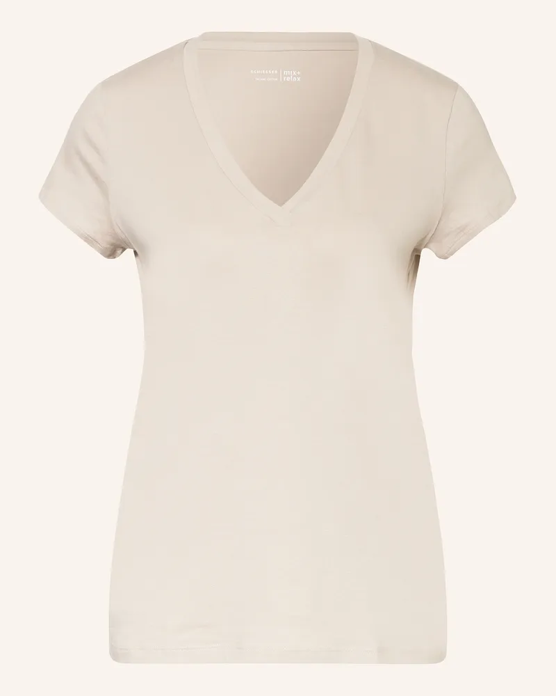 Schiesser Schlafshirt Mix+Relax blau Hellbraun