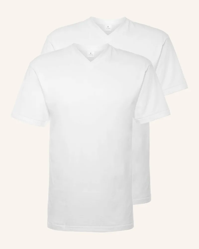 Ragman 2er-Pack V-Shirts weiss Weiss
