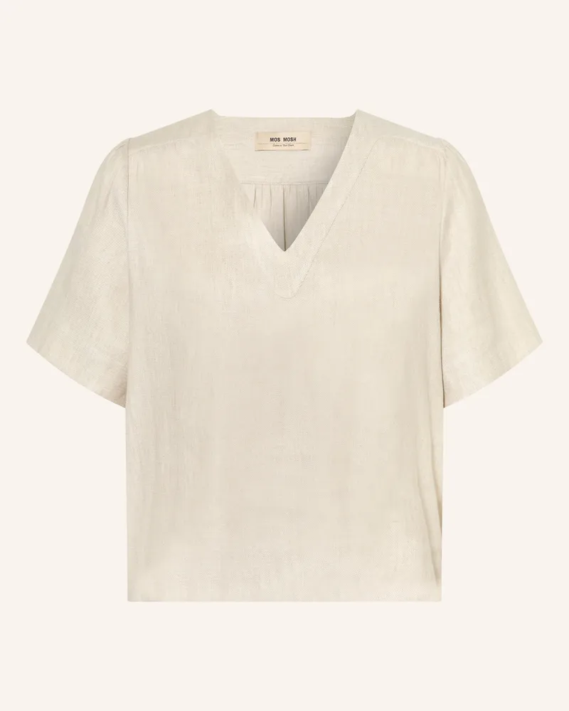 Mos Mosh Blusenshirt Mmeliva Aus Leinen beige Hellgrau
