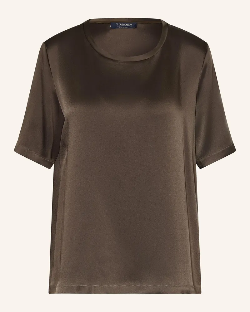 Max Mara Blusenshirt REBBY aus Satin Dunkelgrün