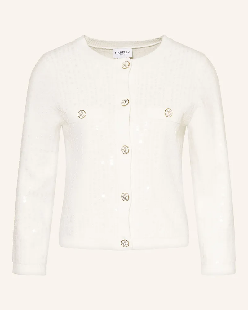 MARELLA Strickjacke mit Pailletten Creme