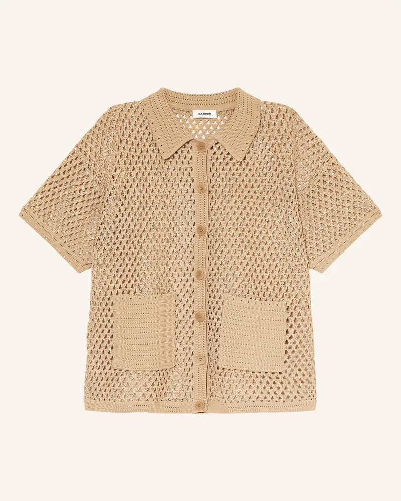 Sandro Strickjacke mit Pailletten Camel