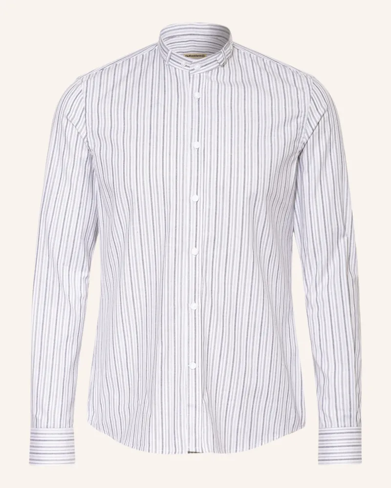 Gottseidank Trachtenhemd LENZ Extra Slim Fit mit Stehkragen Blaugrau