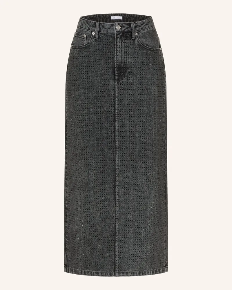 Mrs & HUGS Jeansrock mit Schmucksteinen Black