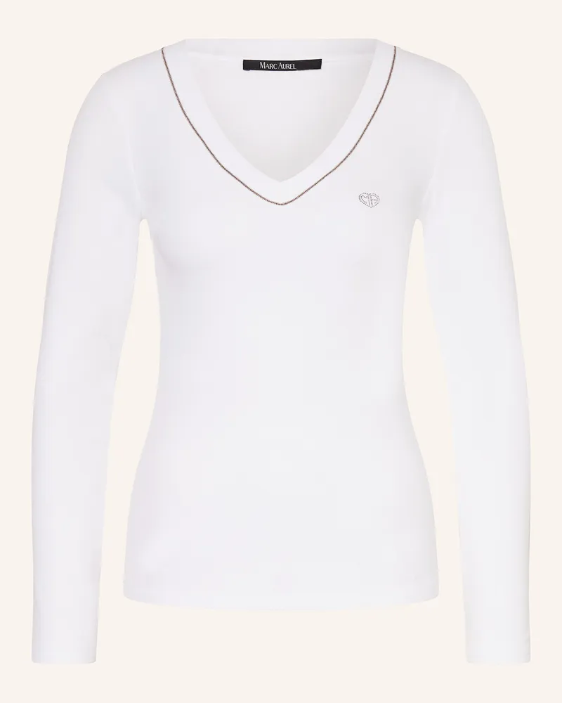 MARC AUREL Longsleeve mit Schmucksteinen Weiss