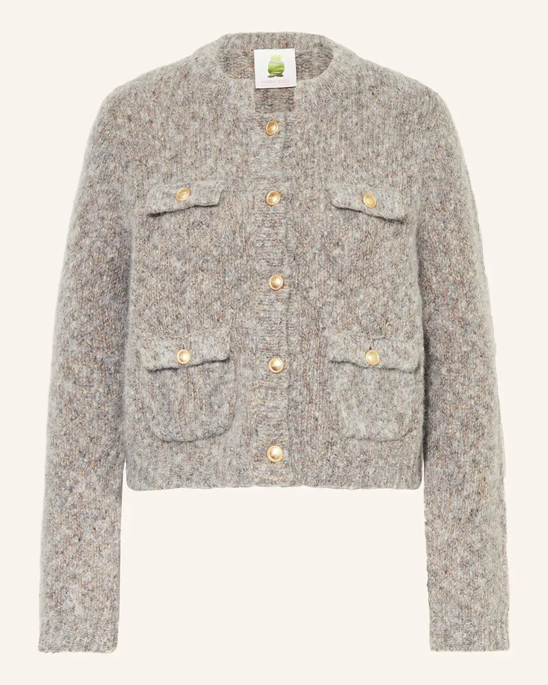 Princess goes Hollywood Strickjacke mit Glitzergarn Hellgrau