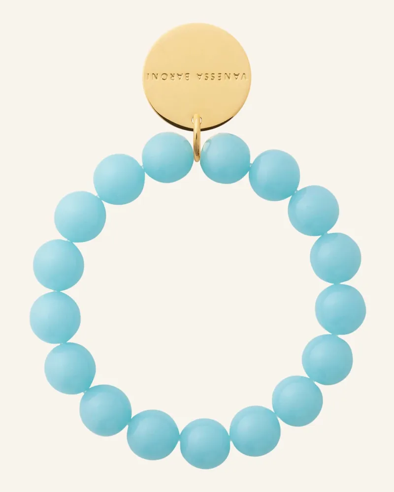 Vanessa Baroni Armbänder MINI BEADS FLEX BRACELET OPALINE BLUE by GLAMBOU Gold