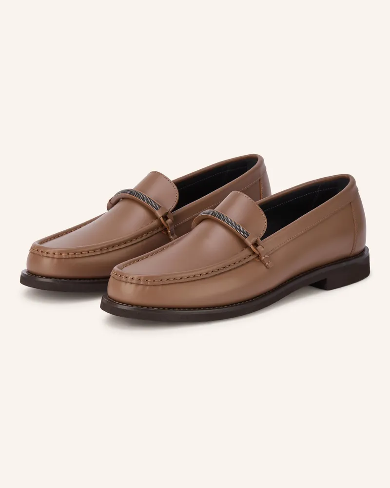 Brunello Cucinelli Loafer Mit Schmuckperlen braun Braun
