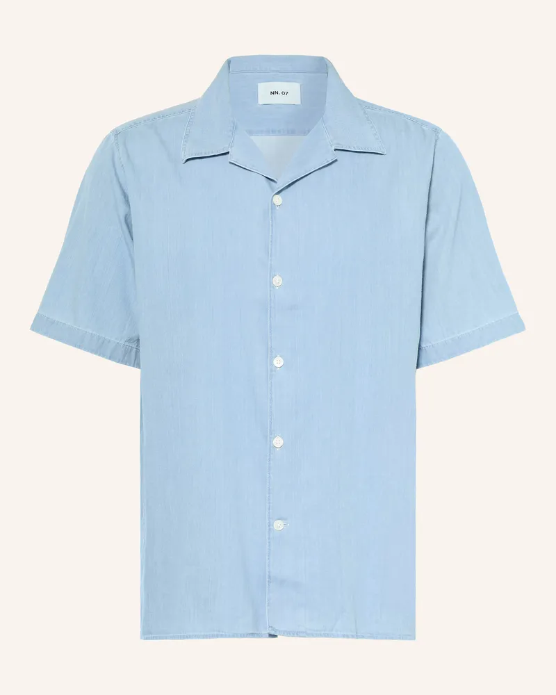NN 07 Resorthemd Julio Comfort Fit In Jeansoptik blau Hellblau