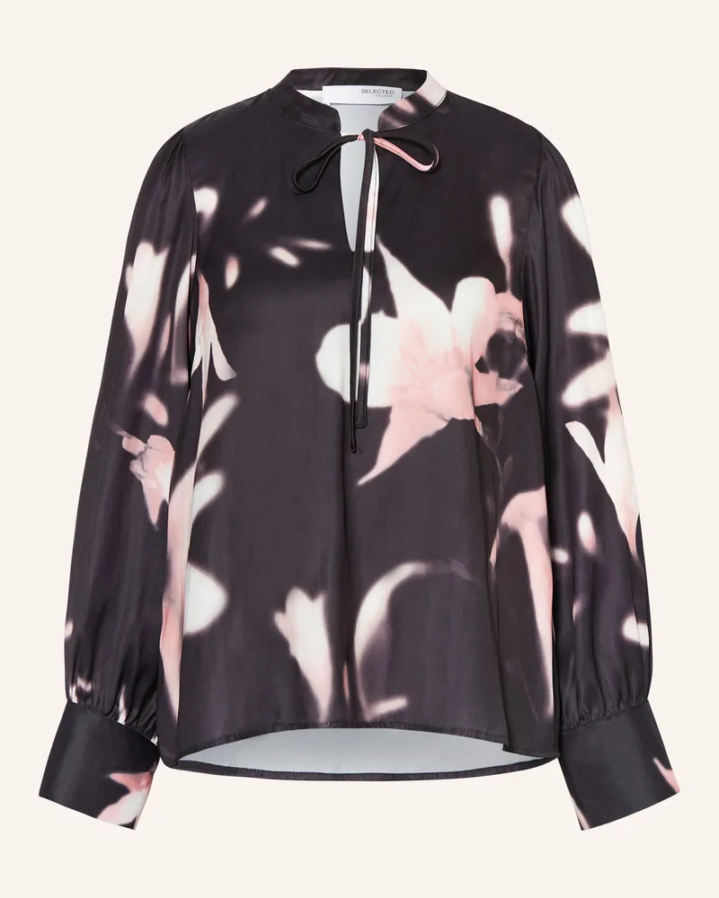 Selected Satinbluse schwarz Schwarz